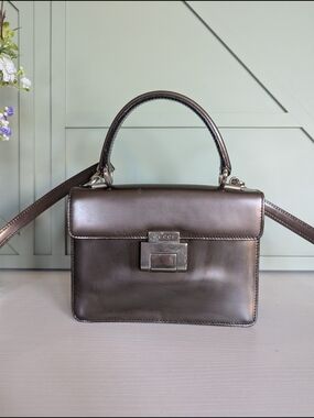 Gucci Metallic Brown Leather Top-Handle Bag